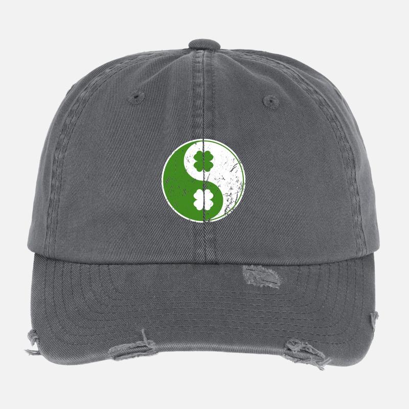 Yin Yang Shamrocks Symbole chinois St. Patrick Casquette vintage effet usé Flexfit