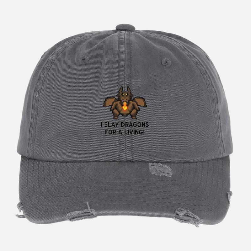 Les dragons tuent le jeu de pixel Casquette vintage effet usé Flexfit