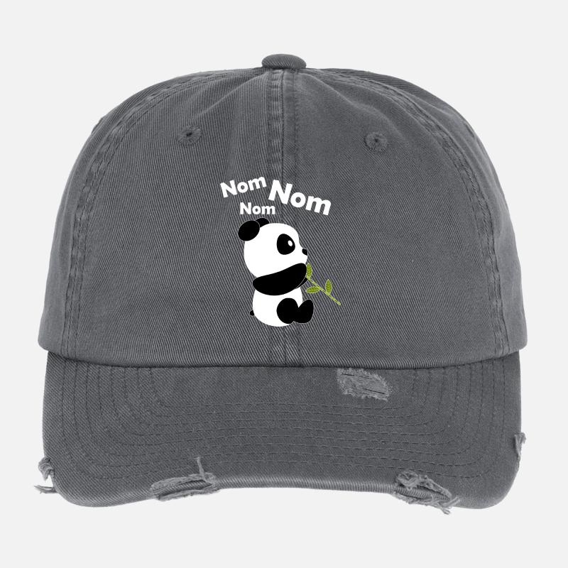 Süßer Panda Mit Bambus | Nom Nom Pandabär Design - Flexfit Vintage Destroyed Cap - Dunkelgrau