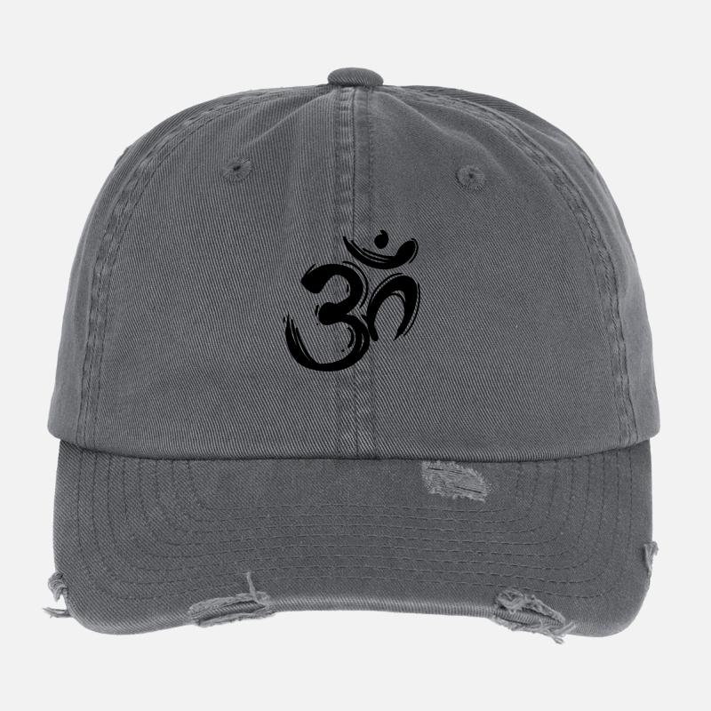 Om Zeichen schwarz Flexfit Vintage Destroyed Cap