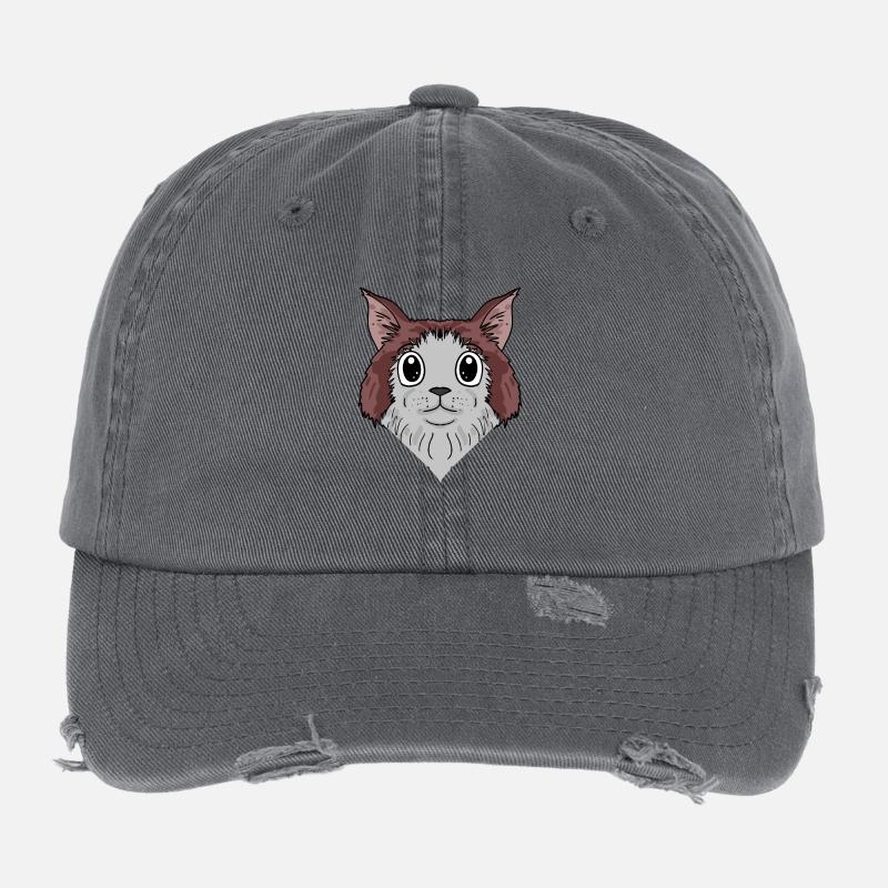 Maine-Coon Head Cat Propriétaire de chat Casquette vintage effet usé Flexfit