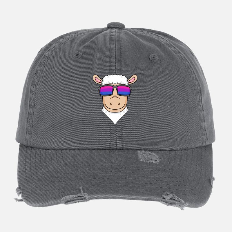 Bisexuell Schaf - Schaf mit Brille Flexfit Vintage Destroyed Cap
