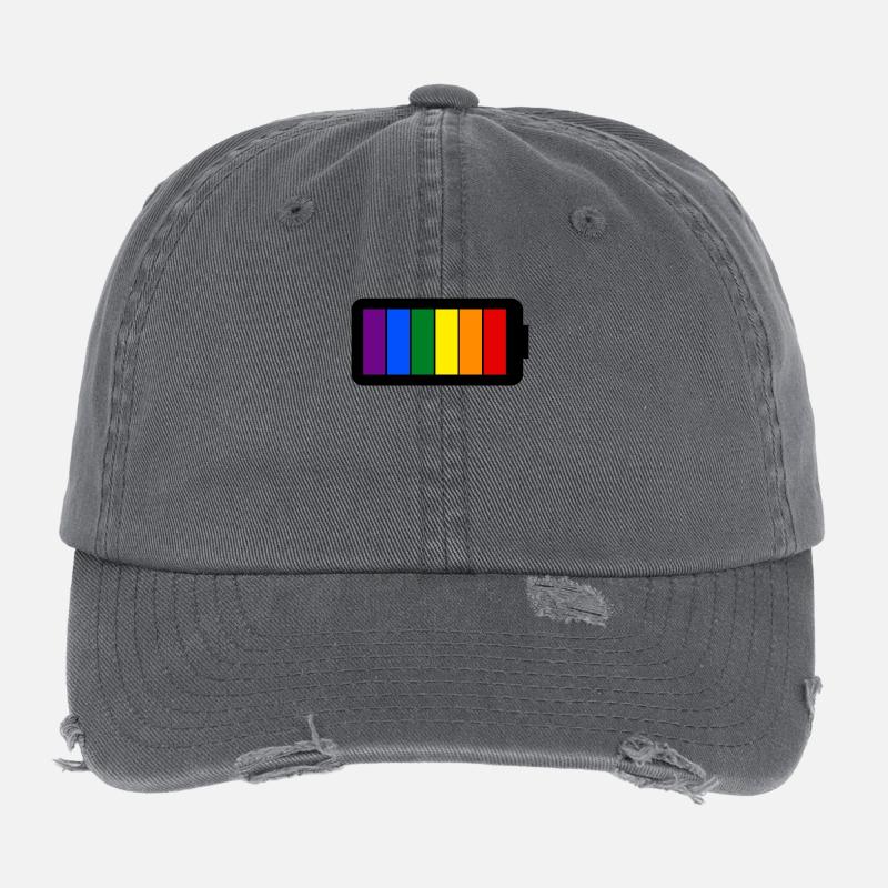 Regenbogenfarben Batterie Loading - Gay Pride Flexfit Vintage Destroyed Cap