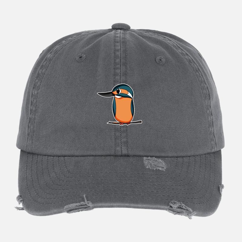 Kingfisher Oiseau bleu Casquette vintage effet usé Flexfit