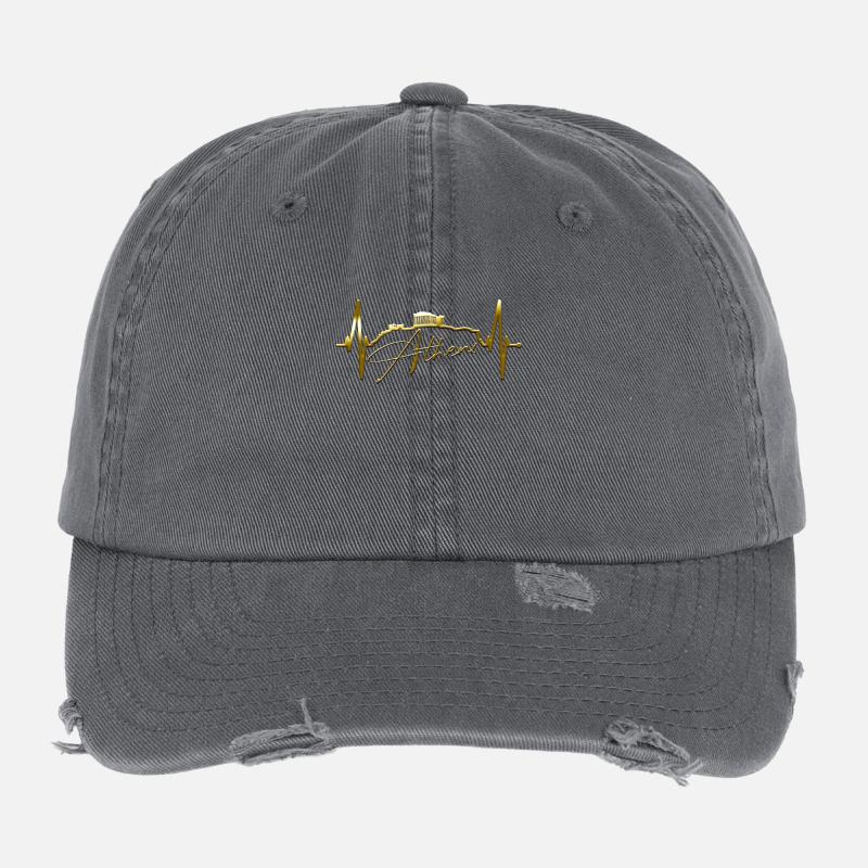 Athènes Skyline Heartbeat Grèce Acropole Casquette vintage effet usé Flexfit