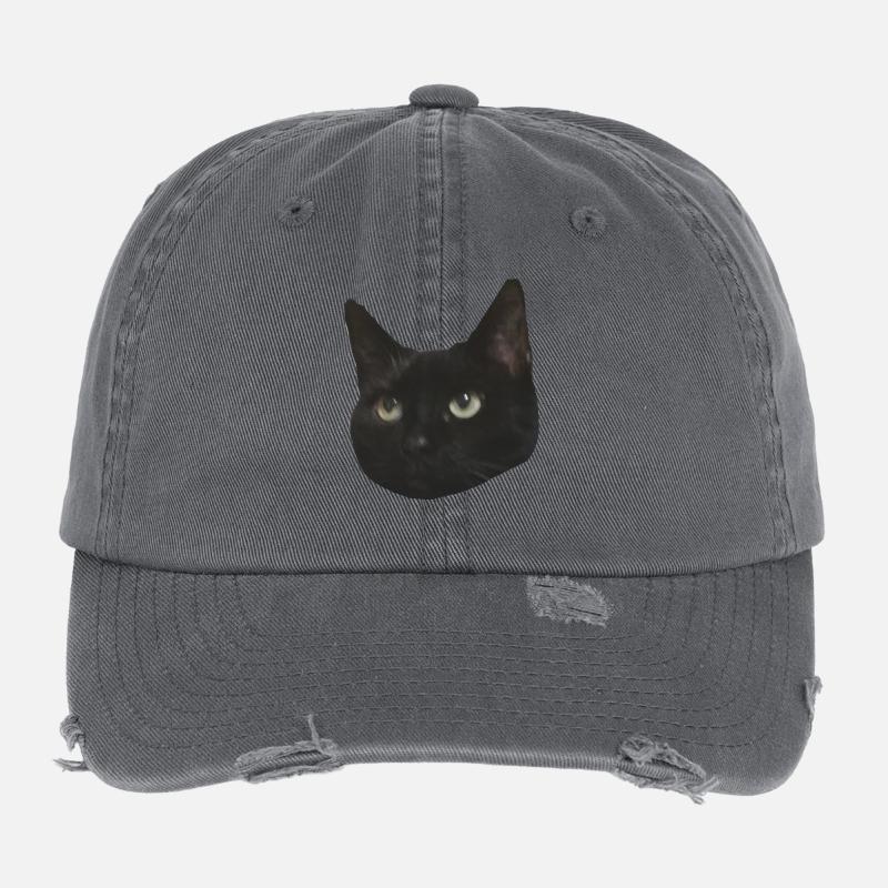Tête de chat noir Casquette vintage effet usé Flexfit