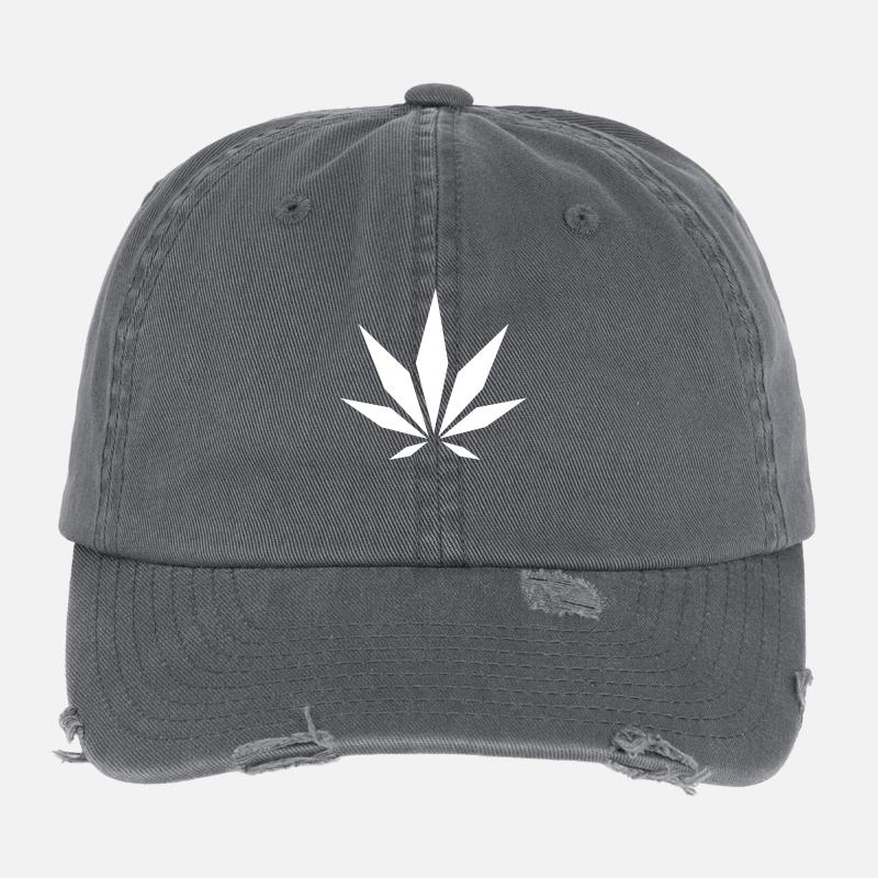 White Cannabis Flexfit Vintage Destroyed Cap