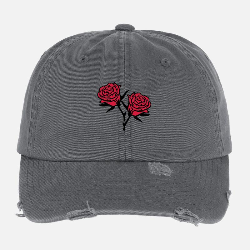 roses4 - Casquette vintage effet usé Flexfit - charbon