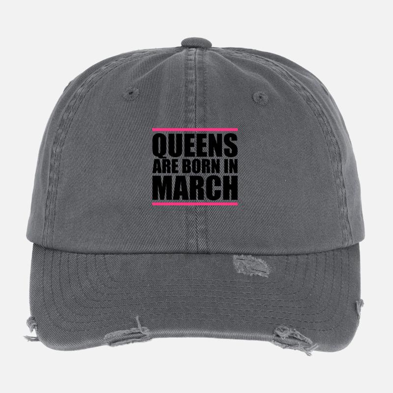 queens born in march design Flexfit Vintage Destroyed Cap