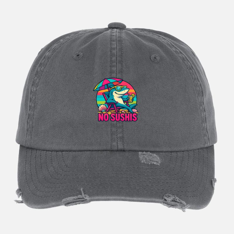 Requin à la Plage en Mode Cool No Soucis - Casquette vintage effet usé Flexfit - charbon