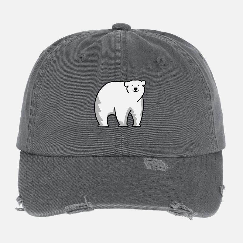 Ours blanc Casquette vintage effet usé Flexfit