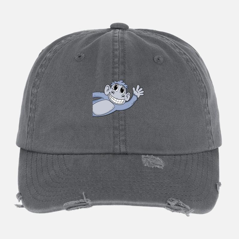 Monkey Greeting Greeting Flexfit Vintage Destroyed Cap