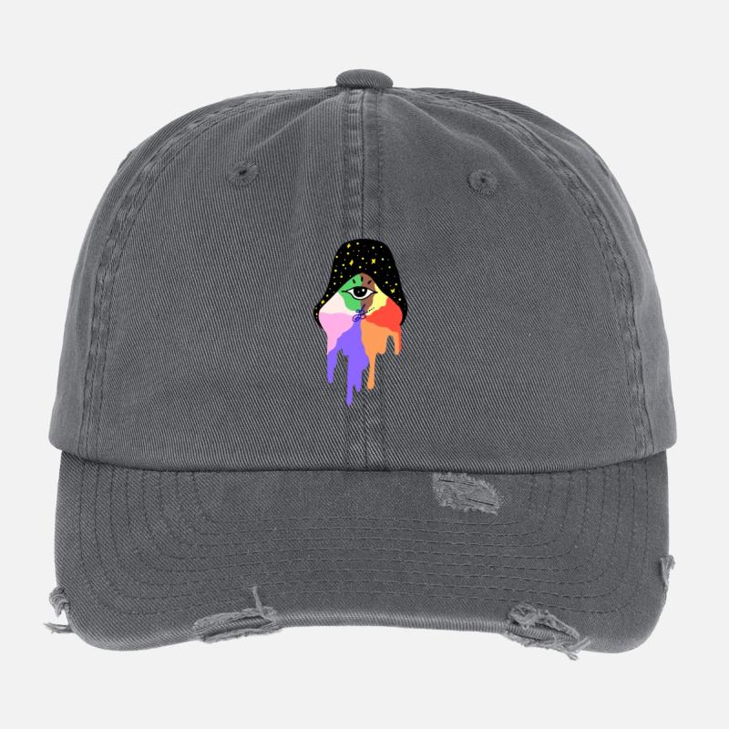 Sternenregenbogen Mystische Illustration Flexfit Vintage Destroyed Cap