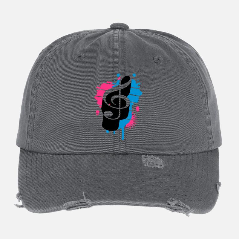 une clé de sol comme un graffiti Casquette vintage effet usé Flexfit