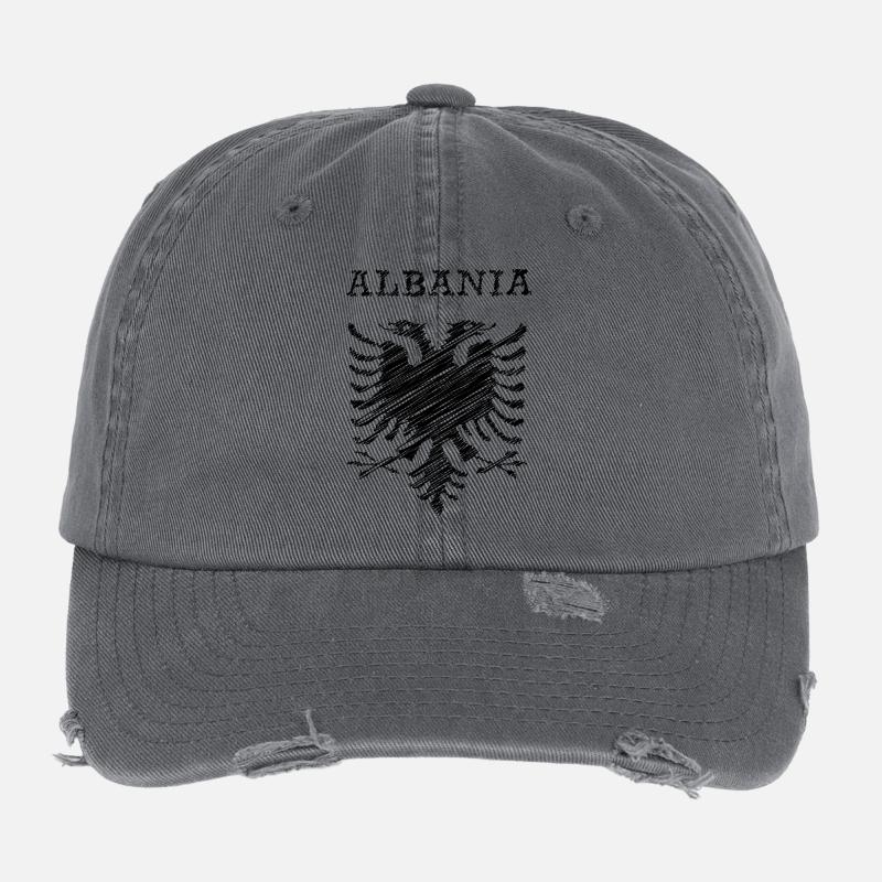Albania, scribble black Flexfit Vintage Destroyed Cap