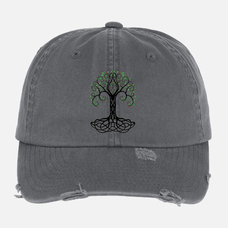 Arbre de vie Casquette vintage effet usé Flexfit