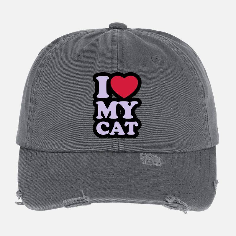 I love my cat - J'aime mon chat Casquette vintage effet usé Flexfit