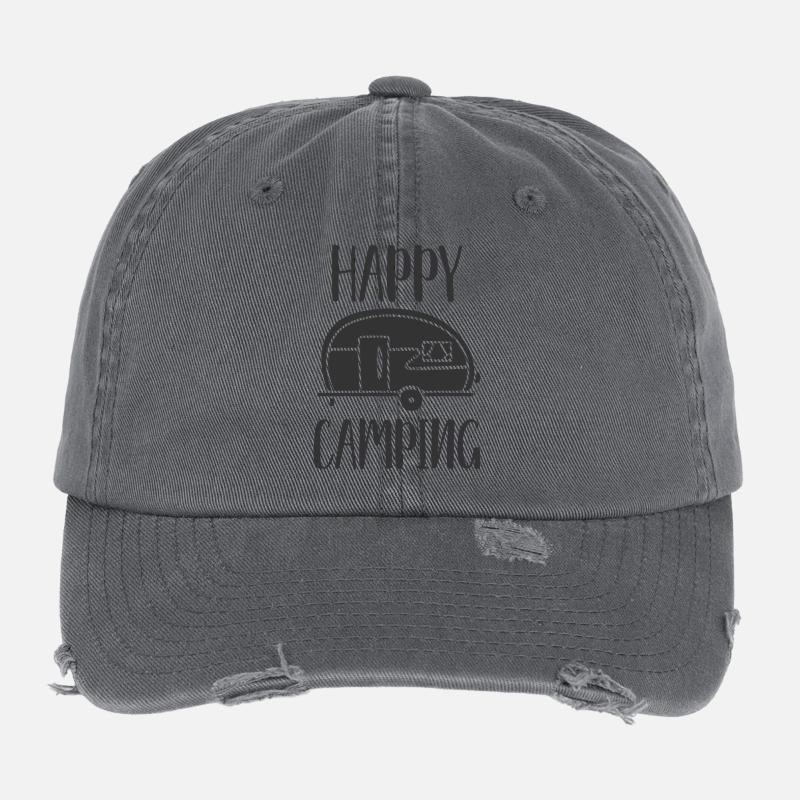 Van Camper Freude Illustration Flexfit Vintage Destroyed Cap