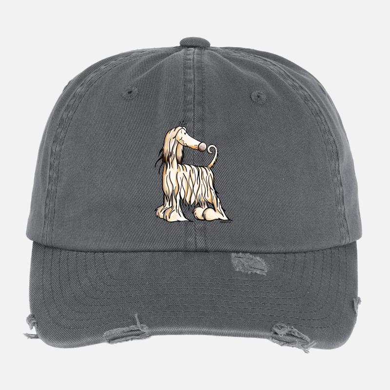 Funny Afghane Hound Flexfit Vintage Destroyed Cap