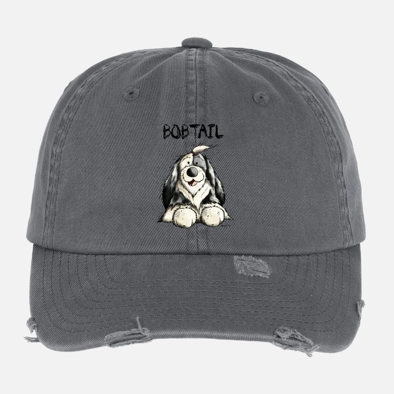 Bobtail Chien Casquette vintage effet usé Flexfit