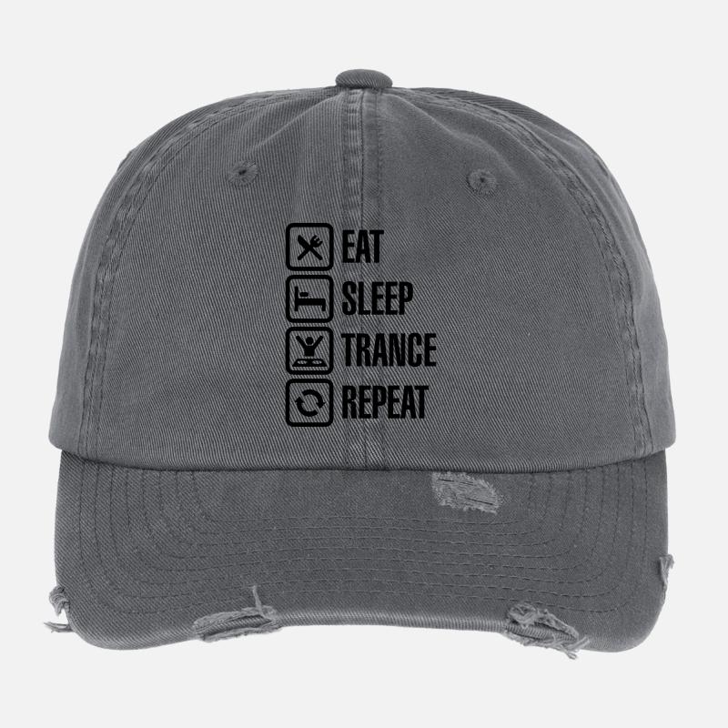 Eat Sleep Trance Repeat Casquette vintage effet usé Flexfit