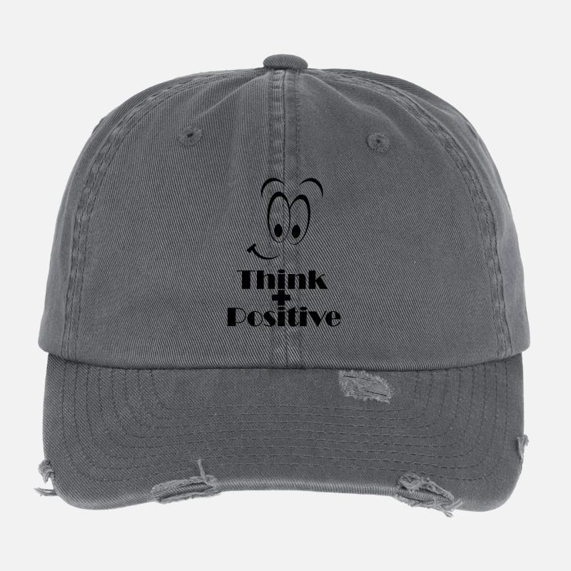 Positiv denken - Positiv denken mit einem Lächeln - Flexfit Vintage Destroyed Cap - Dunkelgrau