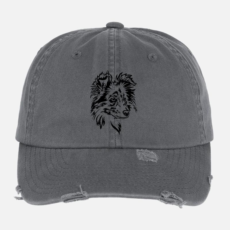 Sheltie Kopf Flexfit Vintage Destroyed Cap