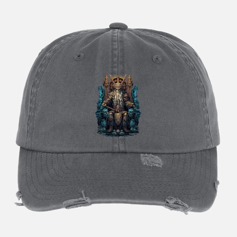 Vikings Odin Sons Throne Valhalla Valhalla Flexfit Vintage Destroyed Cap