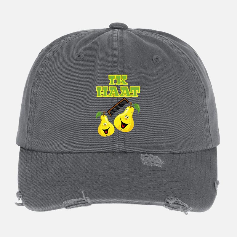 I hate camping. Image of comb and pears * Flexfit Vintage Destroyed Cap