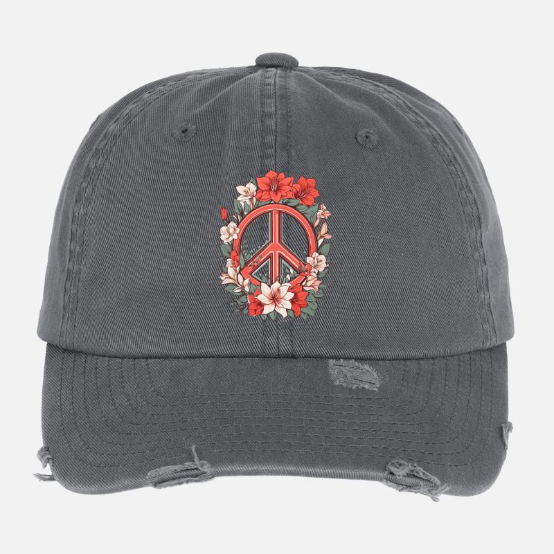 Signe de paix Casquette vintage effet usé Flexfit