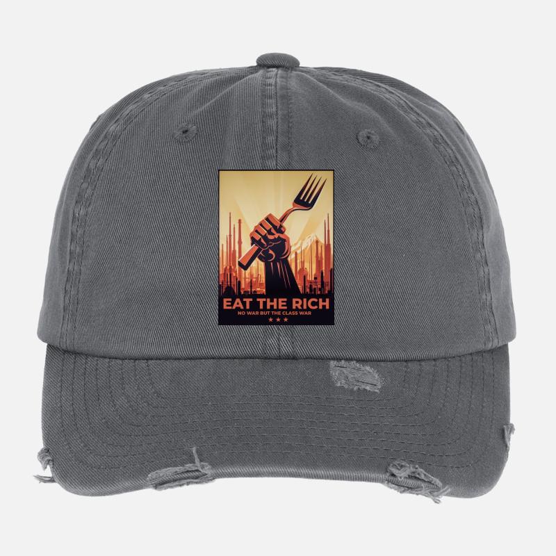 Eat The Rich No War But Class War Flexfit Vintage Destroyed Cap