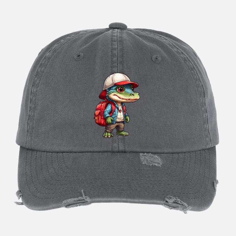 Crocodile mignon en look extérieur avec sac à dos Casquette vintage effet usé Flexfit