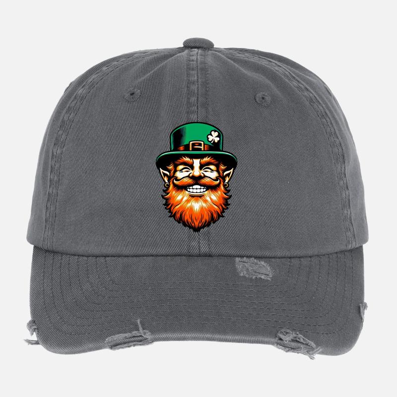 Irish Leprechaun Ireland Flexfit Vintage Destroyed Cap