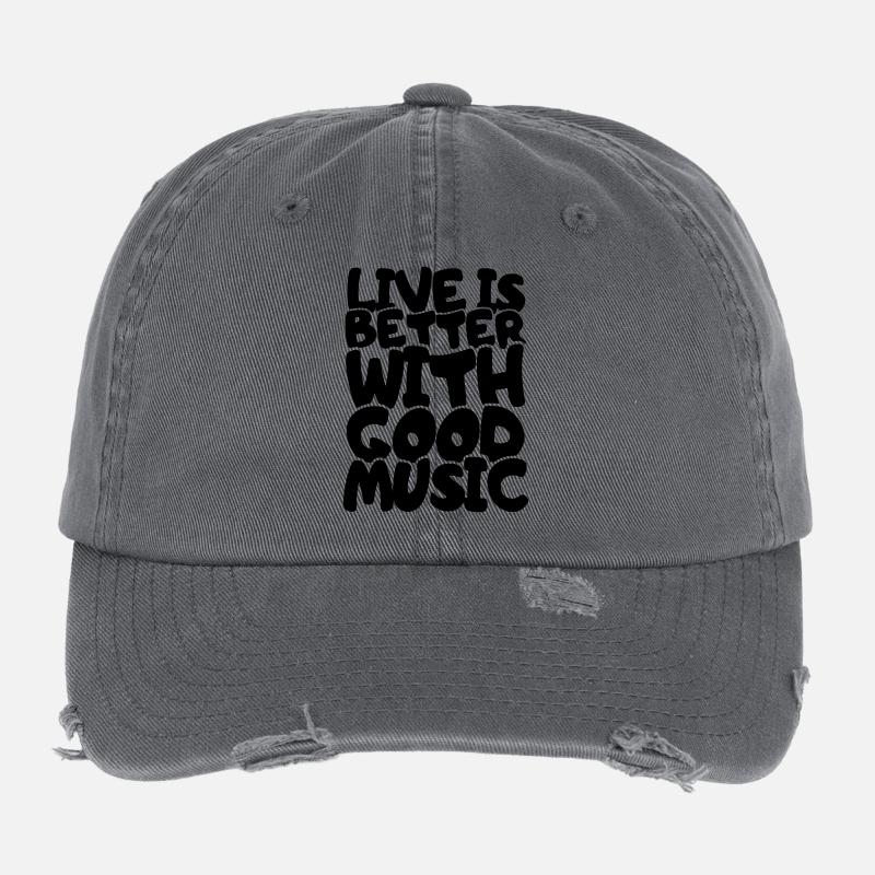 Das Leben ist besser mit guter Musik # Flexfit Vintage Destroyed Cap