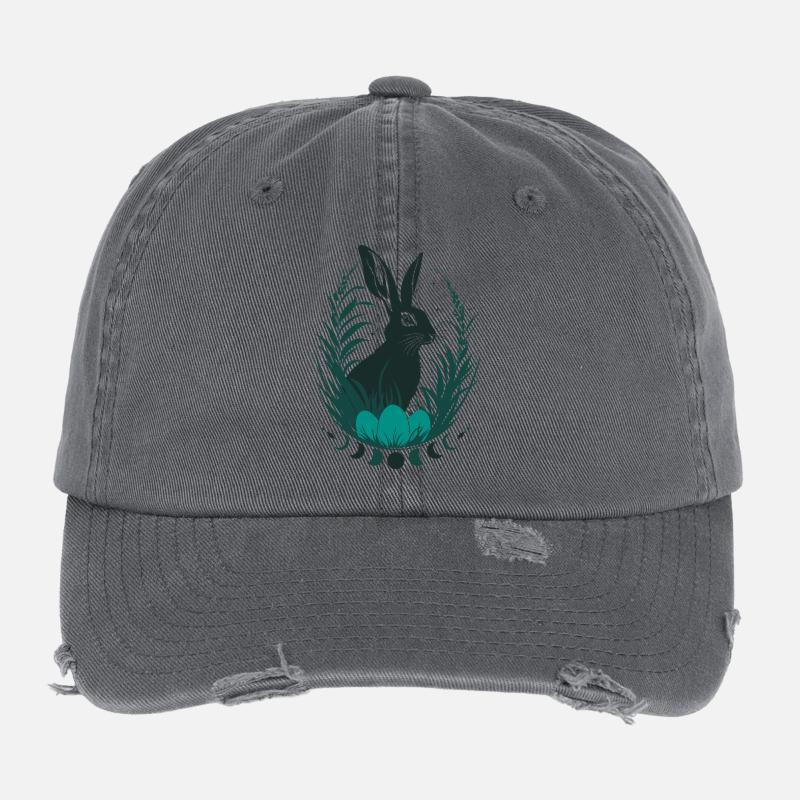 Lapin Ostara avec phases de lune Wicca Design Casquette vintage effet usé Flexfit