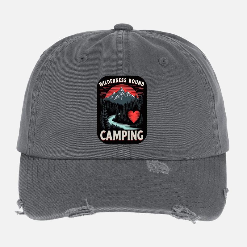 Wilderness Bound Camping Heart Flexfit Vintage Destroyed Cap