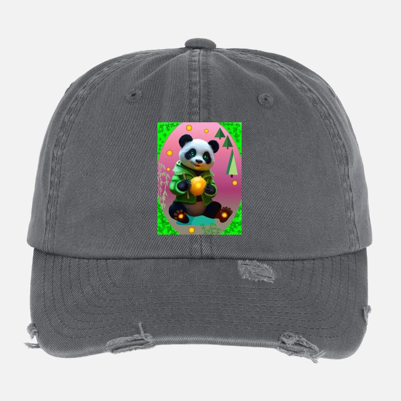 Futuristischer Panda Flexfit Vintage Destroyed Cap