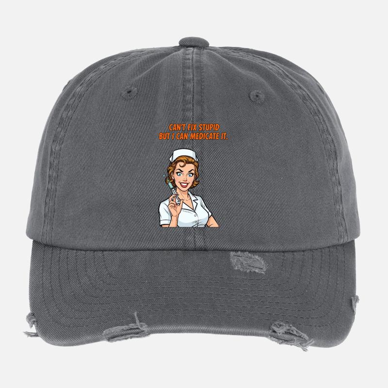 Infirmière disant : Médecine de la stupidité Casquette vintage effet usé Flexfit