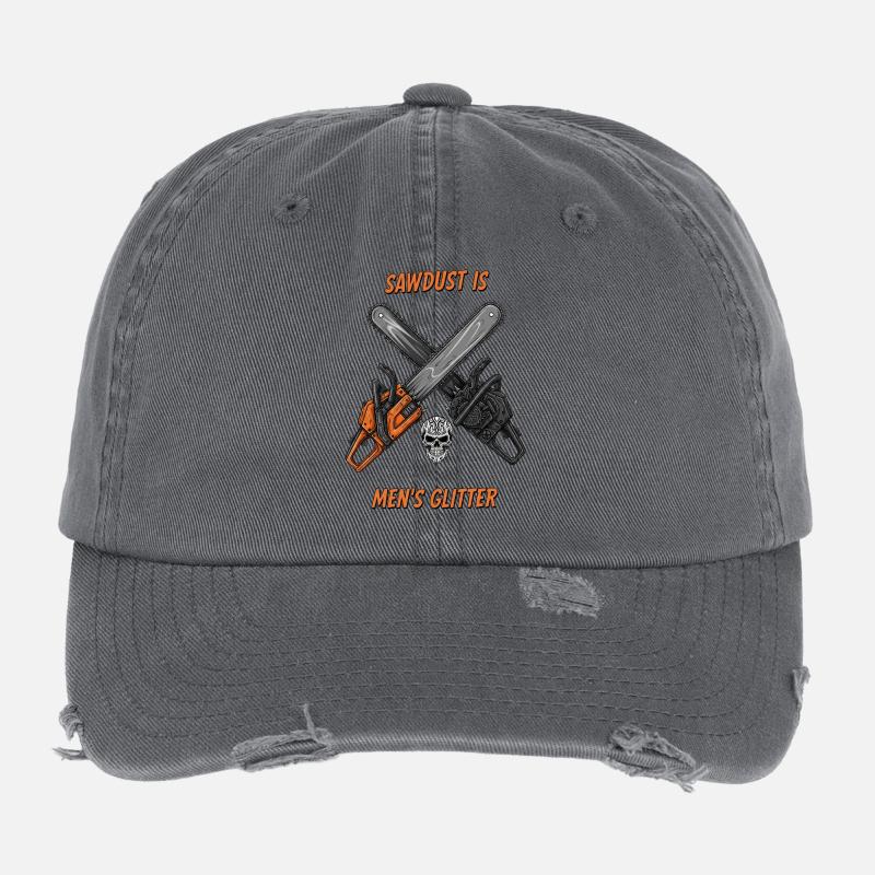 Paillettes pour hommes : sciure de bois et tronçonneuses Humour Casquette vintage effet usé Flexfit