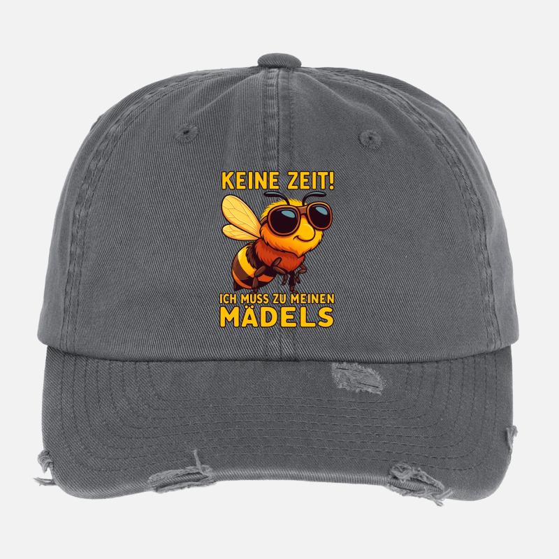 Funny Beekeeper Bees Honey Motif No Time Flexfit Vintage Destroyed Cap
