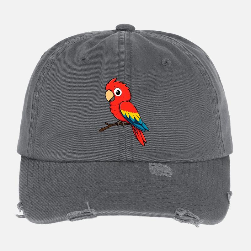 Parrot Red Macaw Flexfit Vintage Destroyed Cap