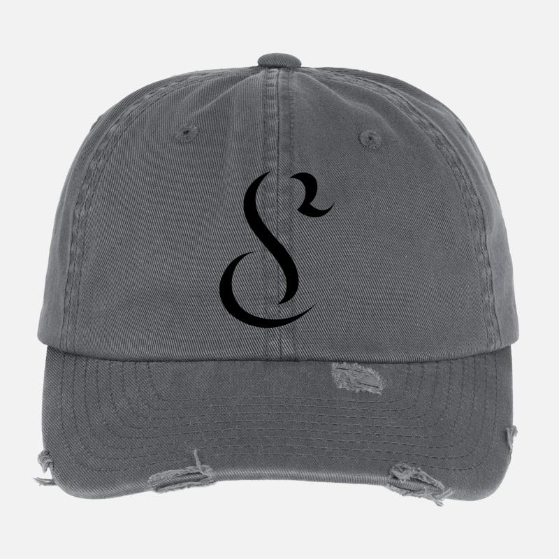 Letter S, name, the letter S - Flexfit Vintage Destroyed Cap - dark grey