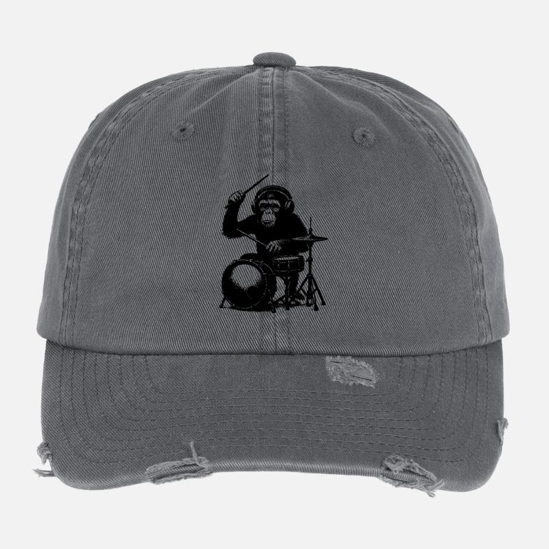Grim monkey on drums Flexfit Vintage Destroyed Cap