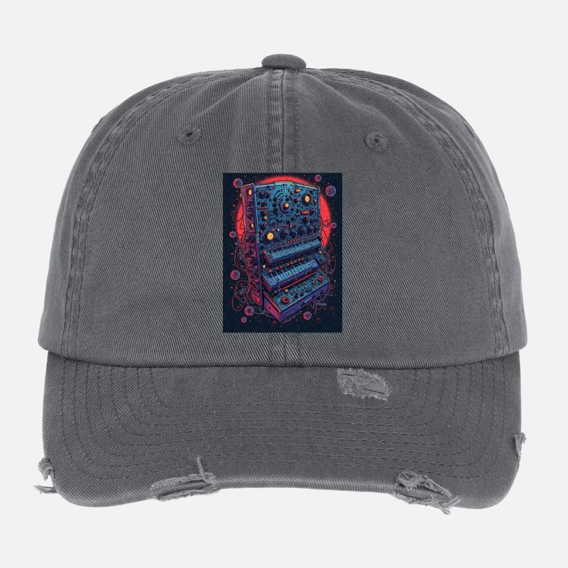 Futuristic electronic music device Flexfit Vintage Destroyed Cap