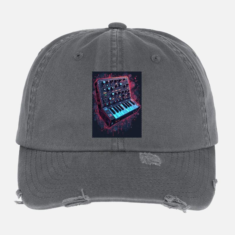 Digital Synthesizer Kunstdesign Flexfit Vintage Destroyed Cap