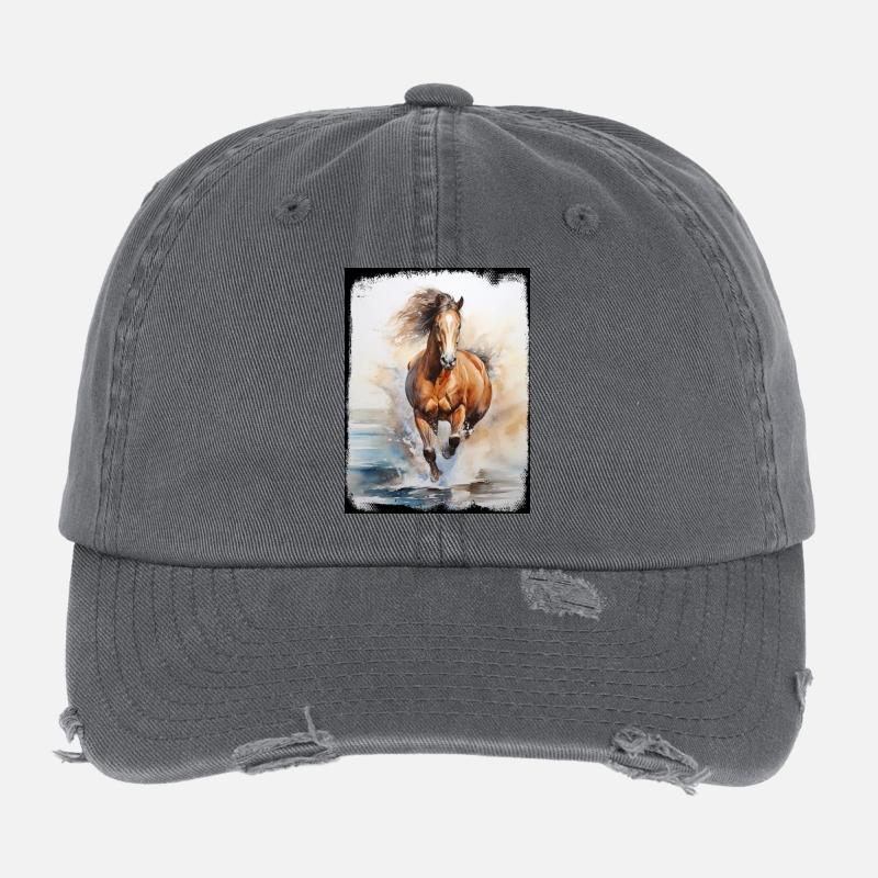Wild Horse Nature Beach Water Splash Dynamics Flexfit Vintage Destroyed Cap