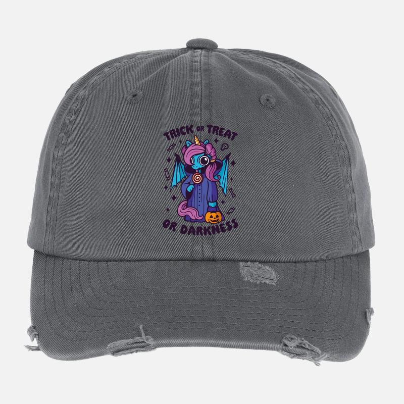 Dark Candy Unicorn - Süßes oder Saures oder Dunkelheit Flexfit Vintage Destroyed Cap