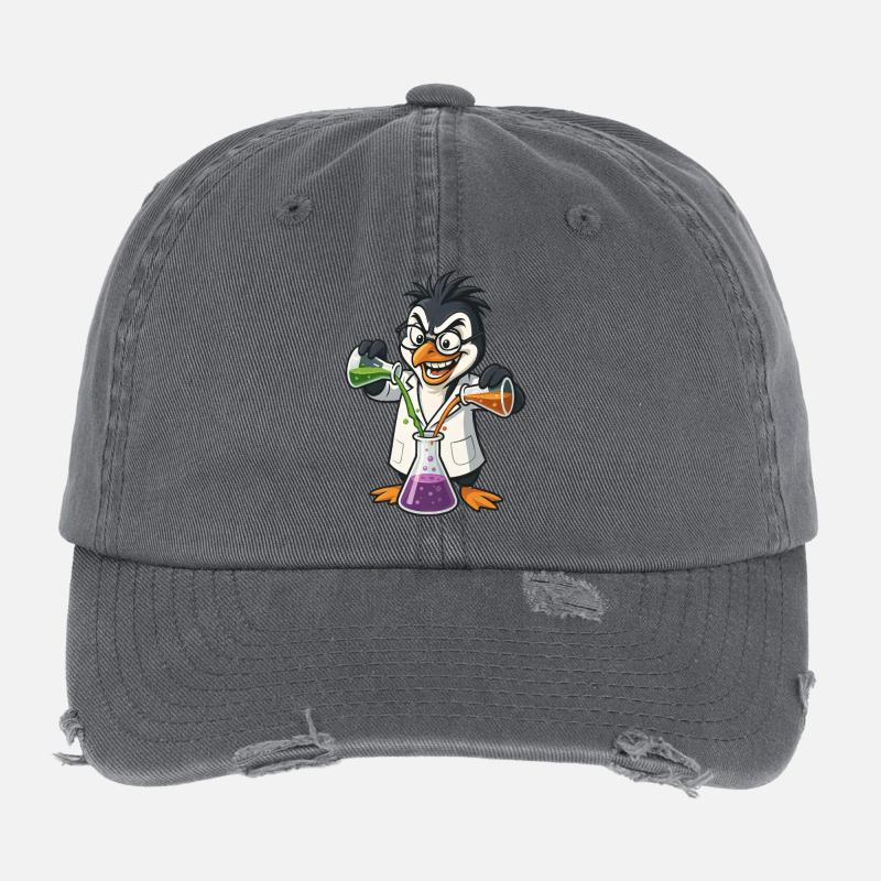 Crazy Professor Penguin Chemistry Nerd Experiment Casquette vintage effet usé Flexfit