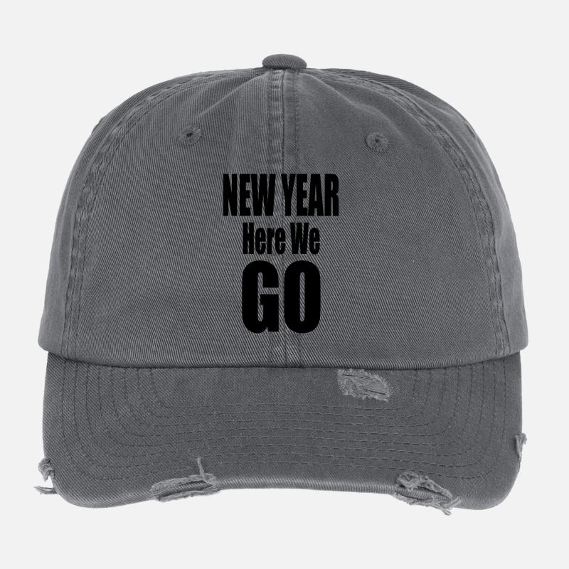 Nouvelle année, c’est parti Conception typographique audacieuse Casquette vintage effet usé Flexfit
