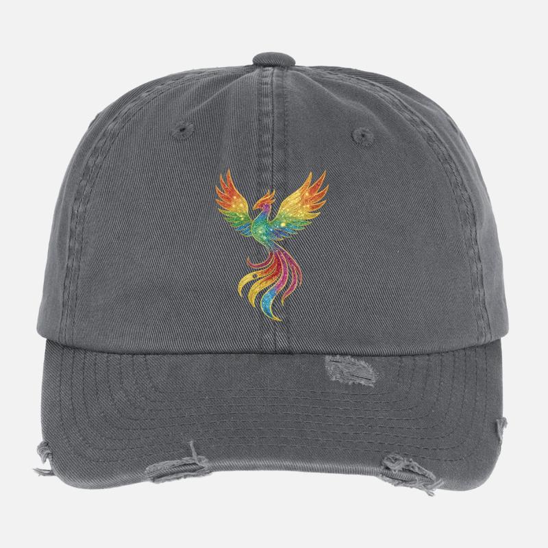 Regenbogen Phönix Funkenpracht Flexfit Vintage Destroyed Cap